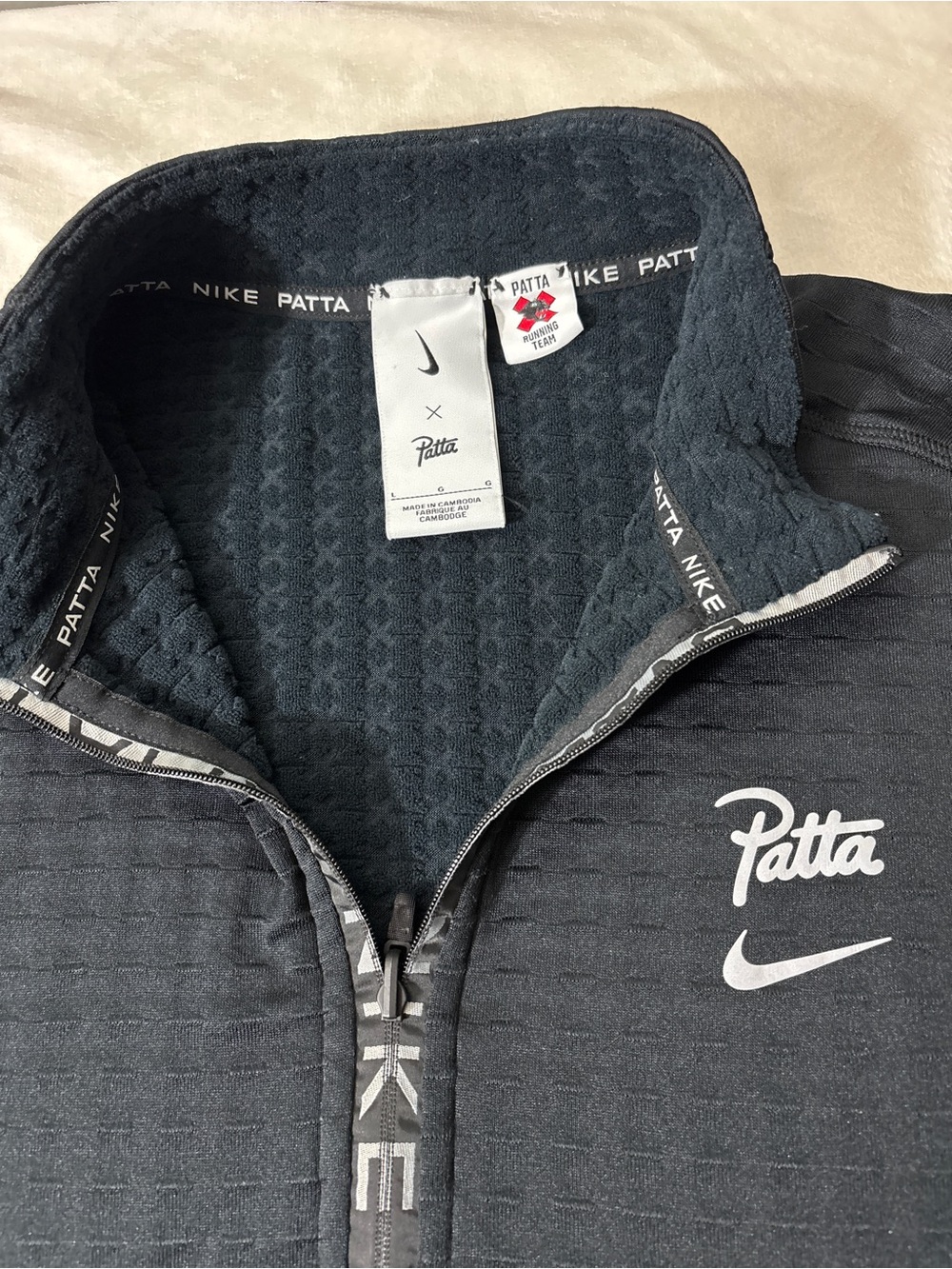 Nike x Patta Quarter Zip Pullover Running Team Black Size Large